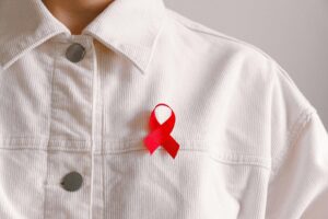 a red ribbon